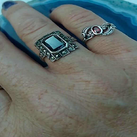 ANTIQUE Art Deco UNCAS Hematite Marcasite 925-SS - Picture 8 of 8